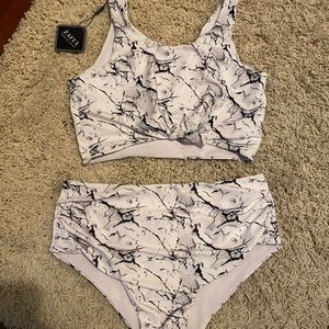 Zaful 2 Piece Marble High waisted bikini. NWT